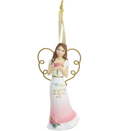 Sister The Best Angel With Flowers Ornament 4.5" -Hot Sale Toy Store 28144