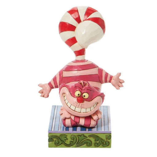 Jim Shore Disney Personality Pose Cheshire Cat With Candy Cane Tail Candy Cane Cheer Figurine -Hot Sale Toy Store 6008984