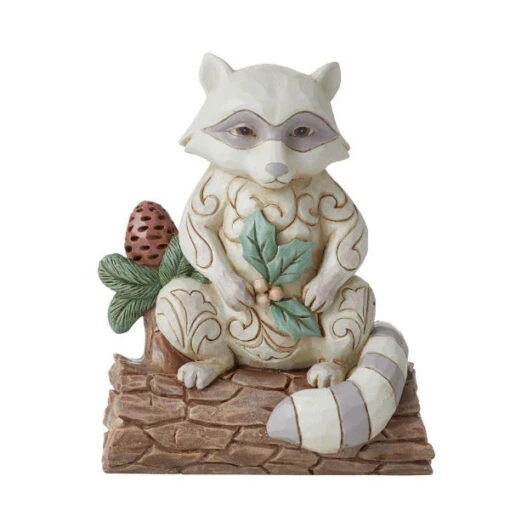 Jim Shore White Woodland Raccoon With Pinecone Figurine -Hot Sale Toy Store 6011619