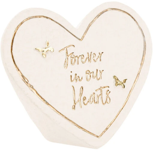 Forever In Our Hearts Sympathy Memorial Stone Heart-Shaped With Golden Butterflies -Hot Sale Toy Store 99105