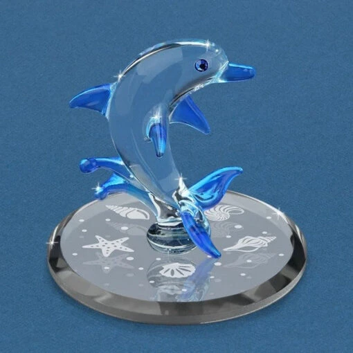 Dolphin Frolic Under The Waves Glass Figurine -Hot Sale Toy Store S1 284